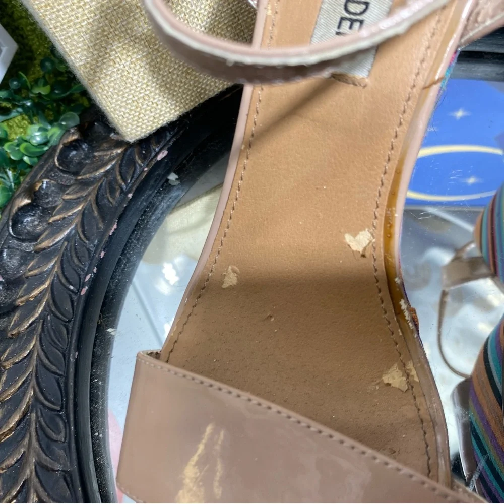Steve Madden Beige and Multicolor Striped Wedges